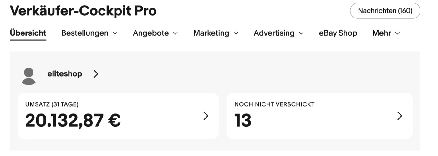 20.132 € Umsatz in 31 Tagen, Verkäufer-Cockpit Pro des Gründers